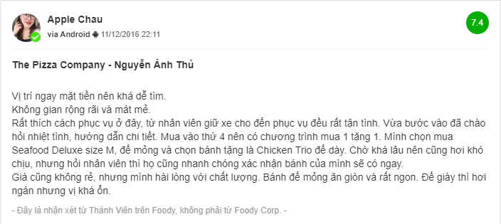 company pizza nguyen anh thu review