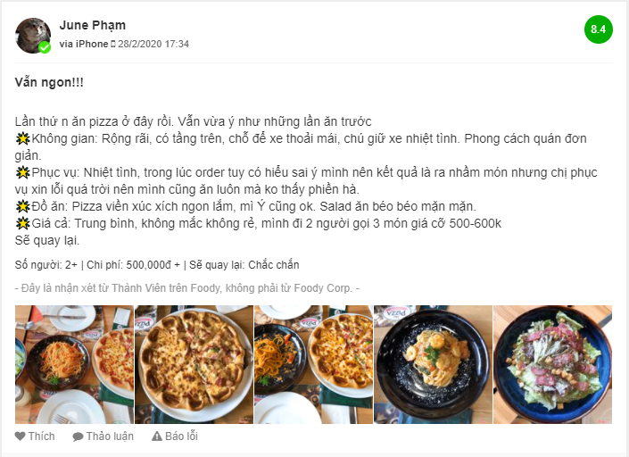 pizza company nguyen thai hoc review