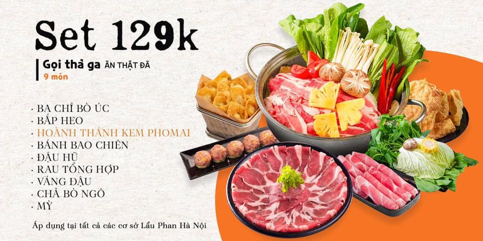 menu lau phan nguyen van cu set 129k