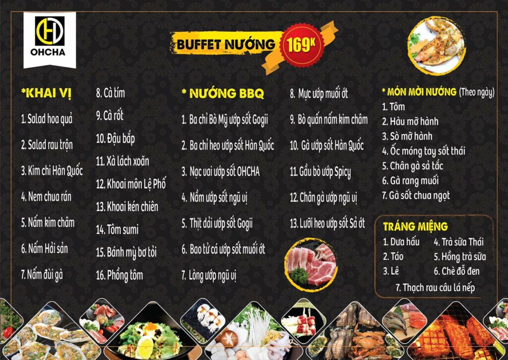menu buffet nuong